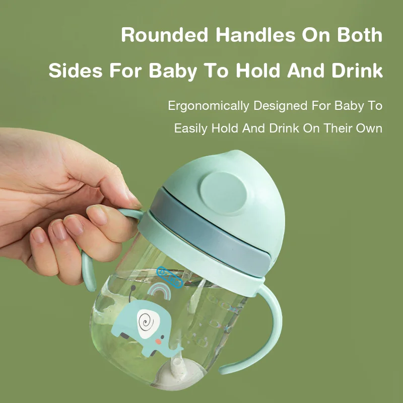 MAMIJOY 250ML 중력 볼 및 핸들 및 스케일이있는  학습 마시는 컵 누출 방지 내열성  물 컵 BPA FREE BY01