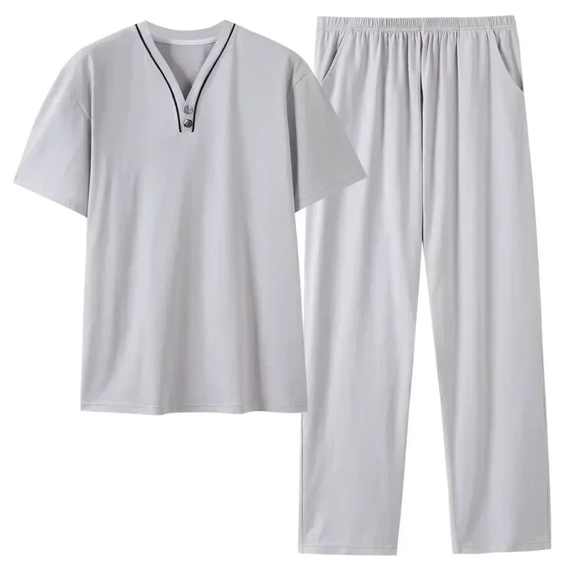 

2pcs Summer Sleeve Set Pyjamas Pants Sleepwear Tops+long Men Short Newest Modal Pajamas