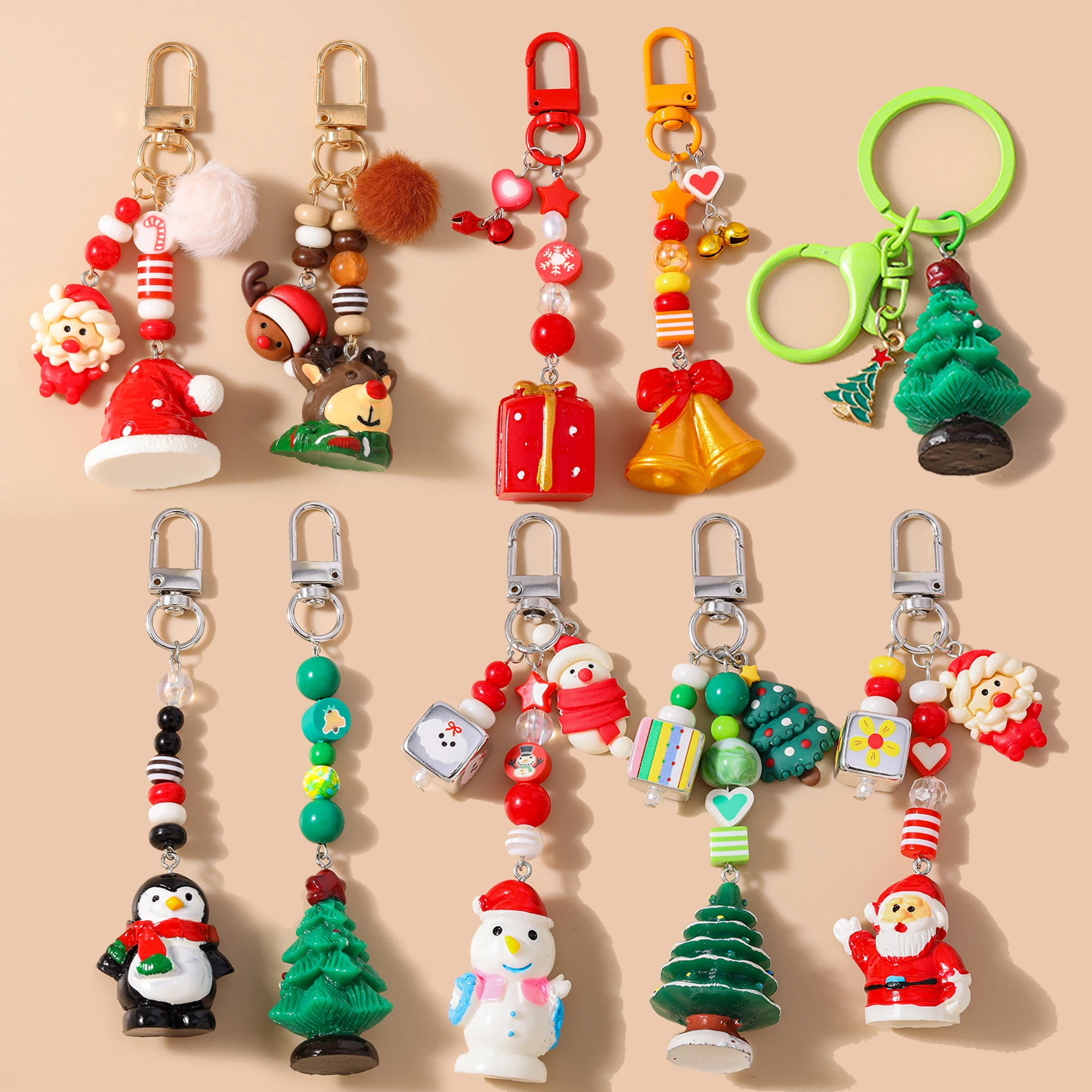 Aihua Netter Schlüsselanhänger Schöner Weihnachtsbaum Hirsch Schneemann Schlüsselanhänger für Frauen Mädchen Neujahr Handtasche Anhänger Schmuck Geschenke
