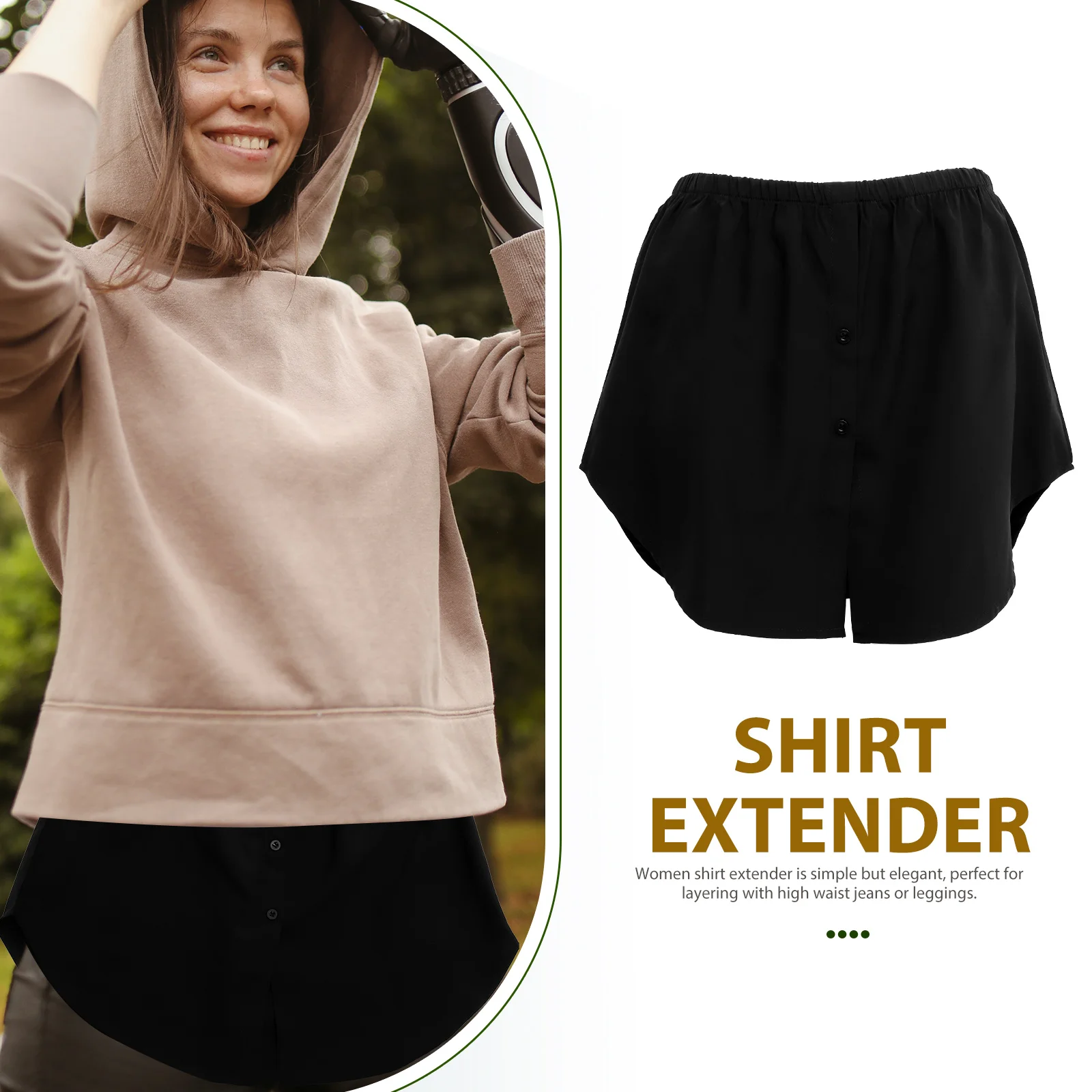 False Bottoming Hem Woman Layering Shirt Extender Dress for under Sequins Girls Skirt Button Polyester