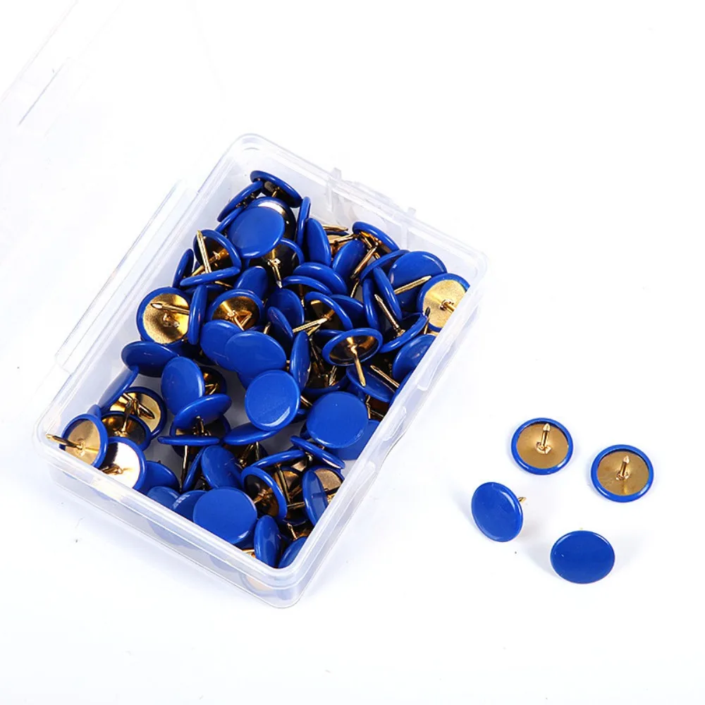 100Pcs Notice Board Round Push Pins Tacks Point Bulletin Drawing Decorative Thumb Tacks Round Head Metallic Color