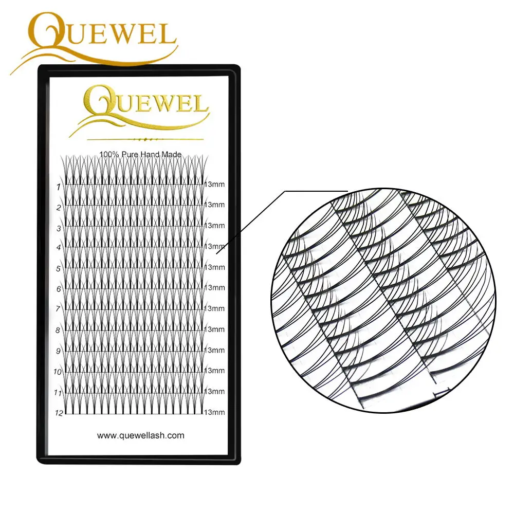 

Quewel 3D-6D Premade Russian Volume Fans Eyelashes Long Stem Eyelash Extension False Mink 12 Lines Handmade Cilios Lashes
