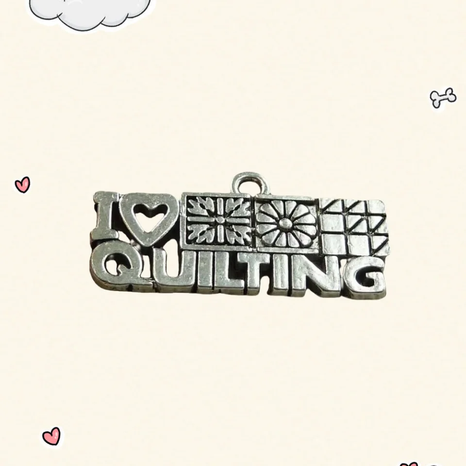 150 Stück tibetisches Silber „I Love Quilting Charms“-Anhänger, 24 x 12 mm, C1414, DIY-Schmuckherstellung, Kunsthandwerk