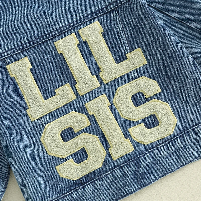 BeQeuewll Baby Girls Boys LIL SIS Denim Jacket-Blue For Fall Perfect for Your Little Fashionista For 0-18 Months