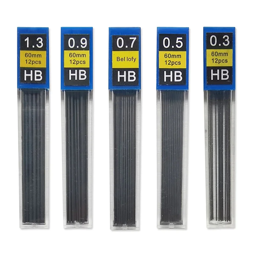 

0.3/0.5/0.7/0.9/1.3/2mm Automatic Pencil Refill HB Writing Drawing Replaceable Refills Stationery School Office Supplies