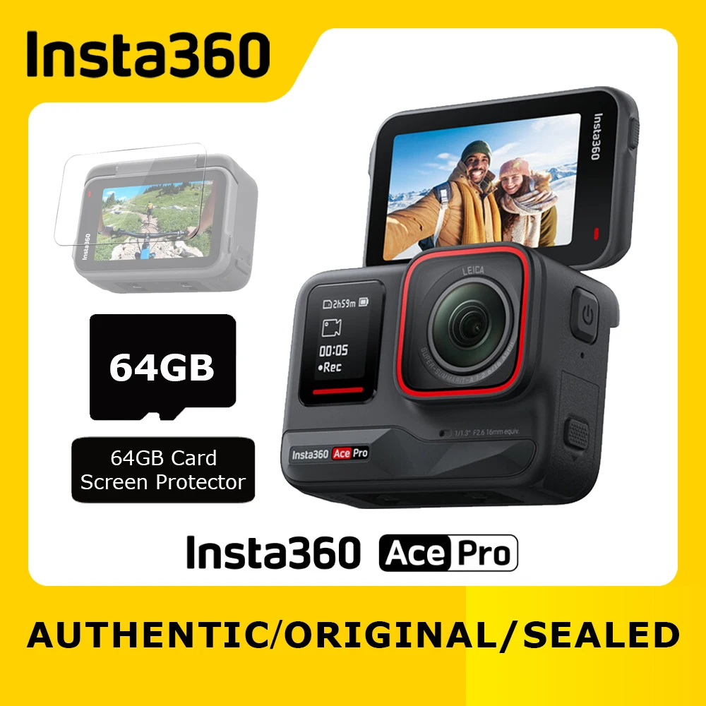 Action Camera Insta360 Ace Pro-Waterproof Action Camera Co-engineered with Leica Flagship 1/1.3" Sensor and AI 4K120fps 2.4"Flip action camera