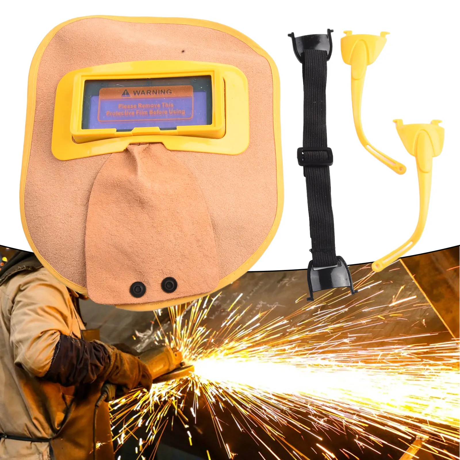 

Durable Welding Dimming Ma Sk Welder Face Protect Strong Heat Insulation Welding Cowhide Leather High Sensitivity