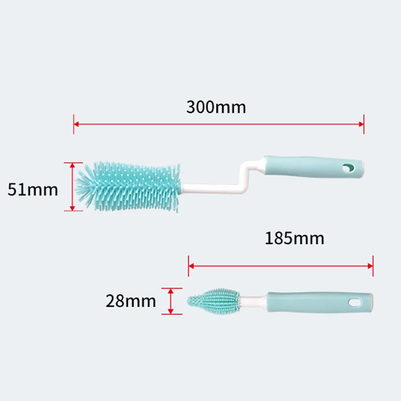 Silicone bottle Brush Cleaning set Baby straw pacifier Brush 360 degree upright long handle rotary