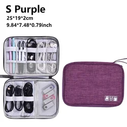 Waterproof Portable Travel Cable and Electronics Organizer Bag (S Purple)