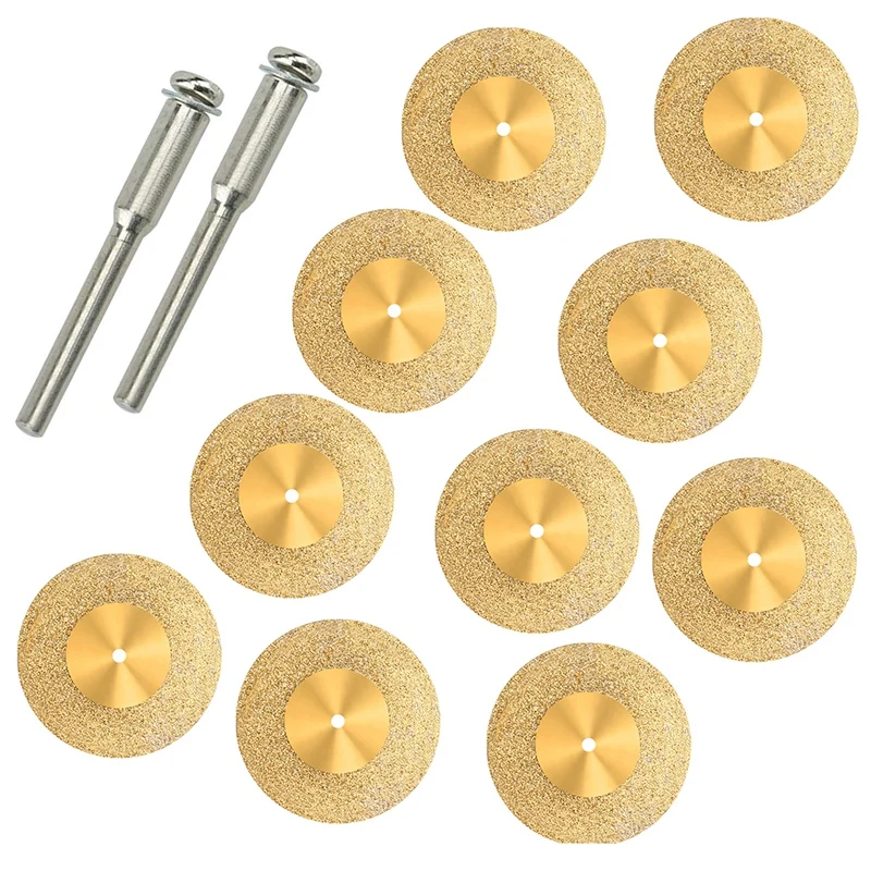 

10 Pcs Diamond Cutting Wheel Cut Off Discs Coated Rotary Tools Titanium Plated Diamond Wheel WITH/Mandrel 50mm