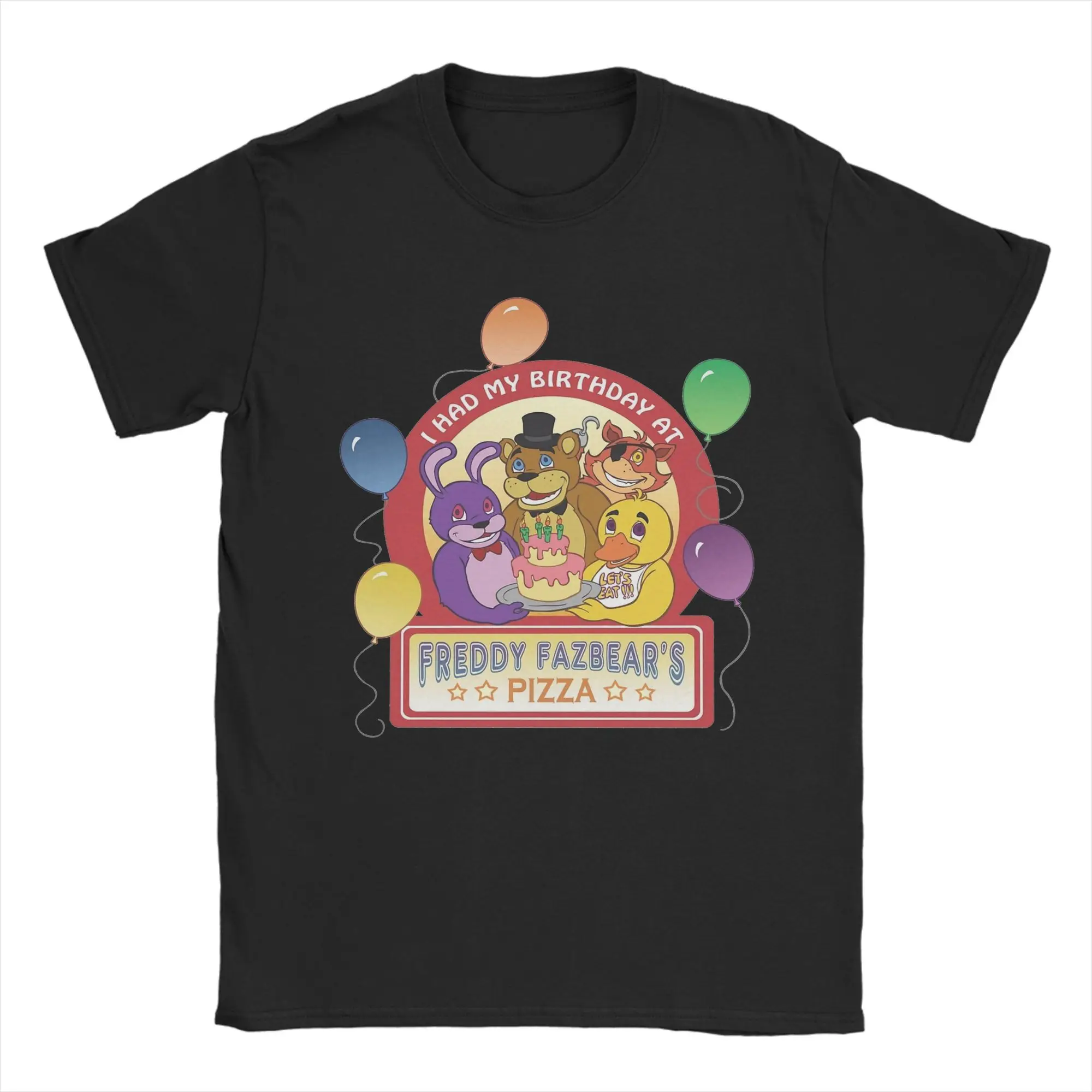 Men's Pure Cotton FNAF Freddy's Humor Crewneck T-Shirt - Short Sleeve Plus Size Top