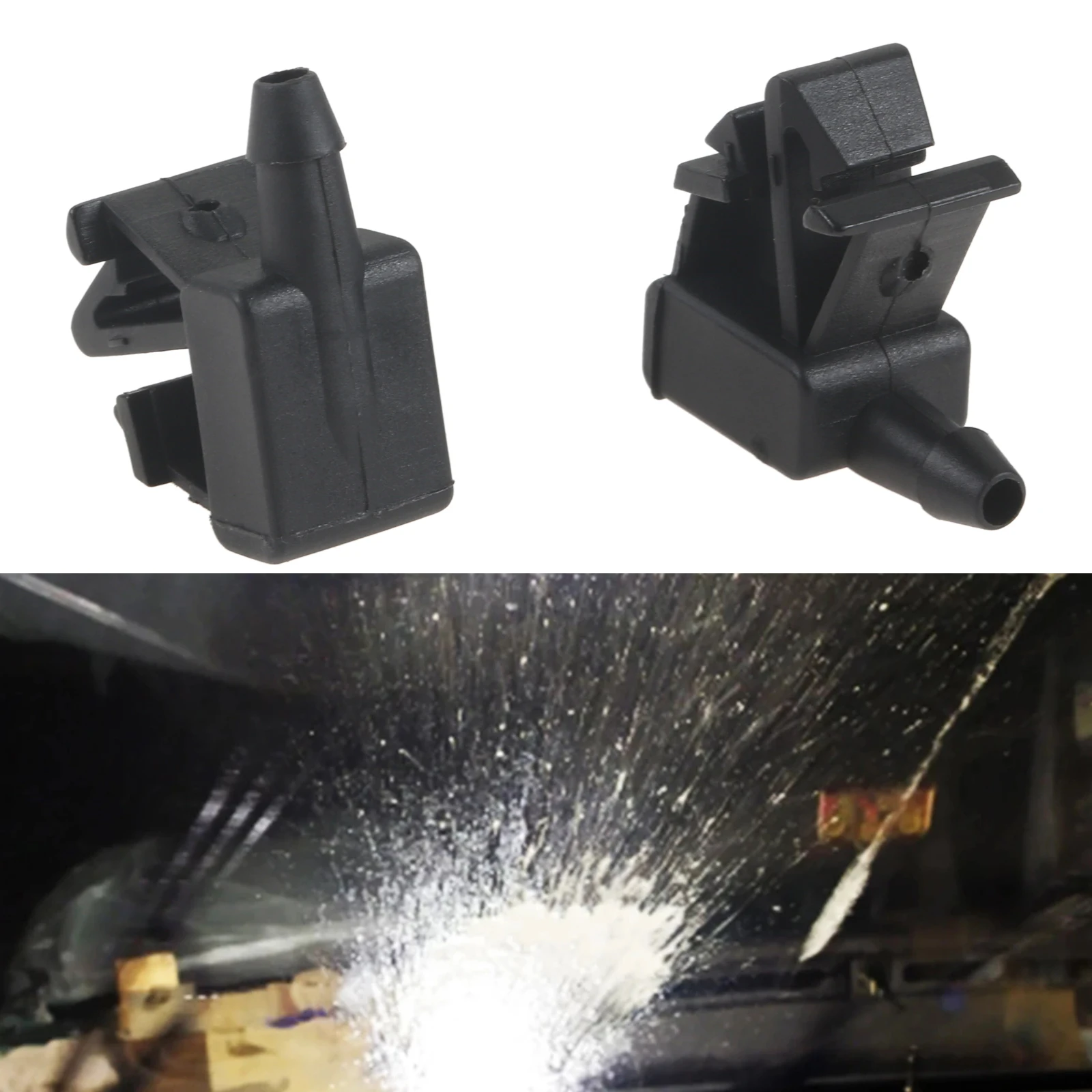 2Pcs Car Front ABS Windshield Wiper Washer Spray Water Nozzle Jet for