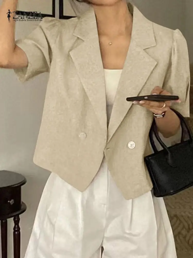 

ZANZEA Summer Casual Stripe Printed Blazer Woman Korean Fashion Shirt Female Elegant OL Office Shirts Street Outwear Oversized