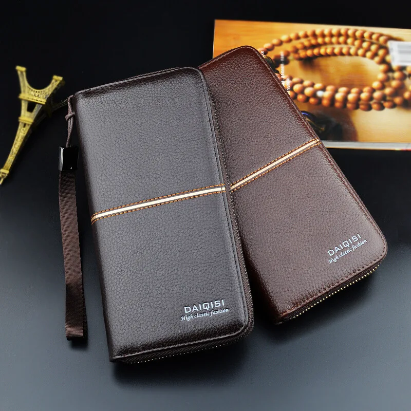 New Men's Wallet Long Zipper Handbag Men's Money Clip Business Casual Large Capacity Soft Leather Wallet Mobile Case 4