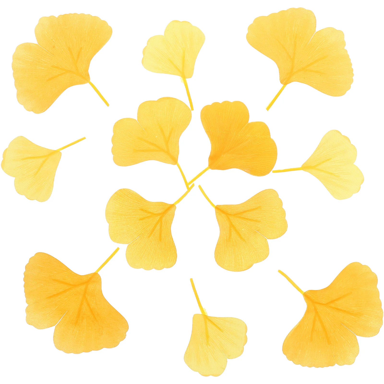 

100 Pcs Yellow Artificial Vine Morning Glory Simulation Ginkgo Leaf Decor Wedding Faux Leaves Fake Silk Flower