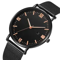 Fashionable business men's watch ultra-thin mesh belt Roman pattern trendy simple men's and women's quartz watch 2