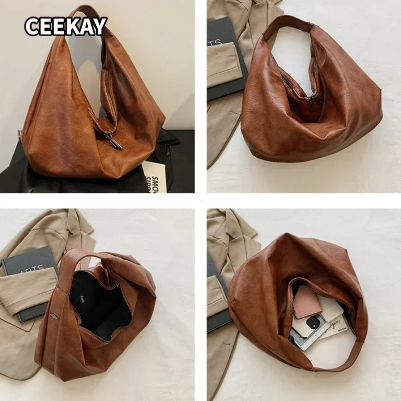 Borsa Shopper Hobo Grande Nera in Morbida Pelle di Qualità - immagine 4