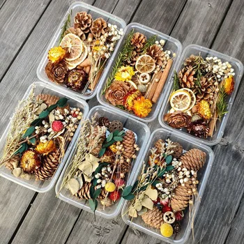 DIY 크리스마스 장식품 수제 재료 말린 꽃 양초 만들기 프레임 장식, 말린 과일 사진 소품 파인애플 레몬 건조