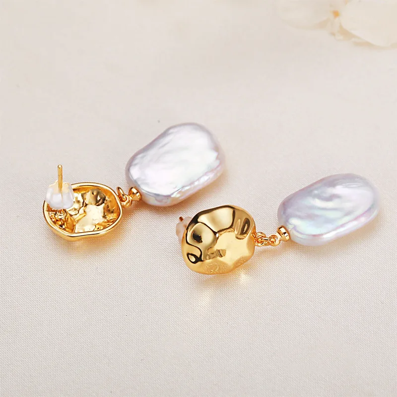 VOBIPY Tropfenohrringe mit natürlichen Süßwasser-Barockperlen für Damen, Party, Hochzeit, Geschenk, unregelmäßiger Ohrring, Modeschmuck, 15–18 mm – Detail 9