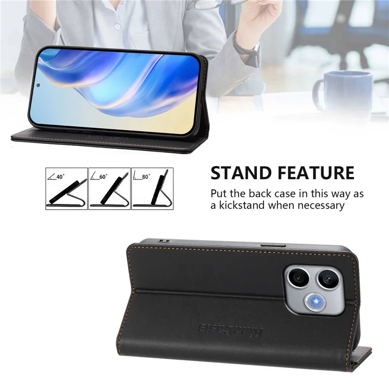 Luxury Anti-Theft Leather Flip Cover Phone Case with Magnetic Closure