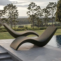 Modern Rattan Sun Loungers for Outdoor Pool Garden Beach Courtyard Hotel & Villa Wood Chaise Lounge Chairs 4