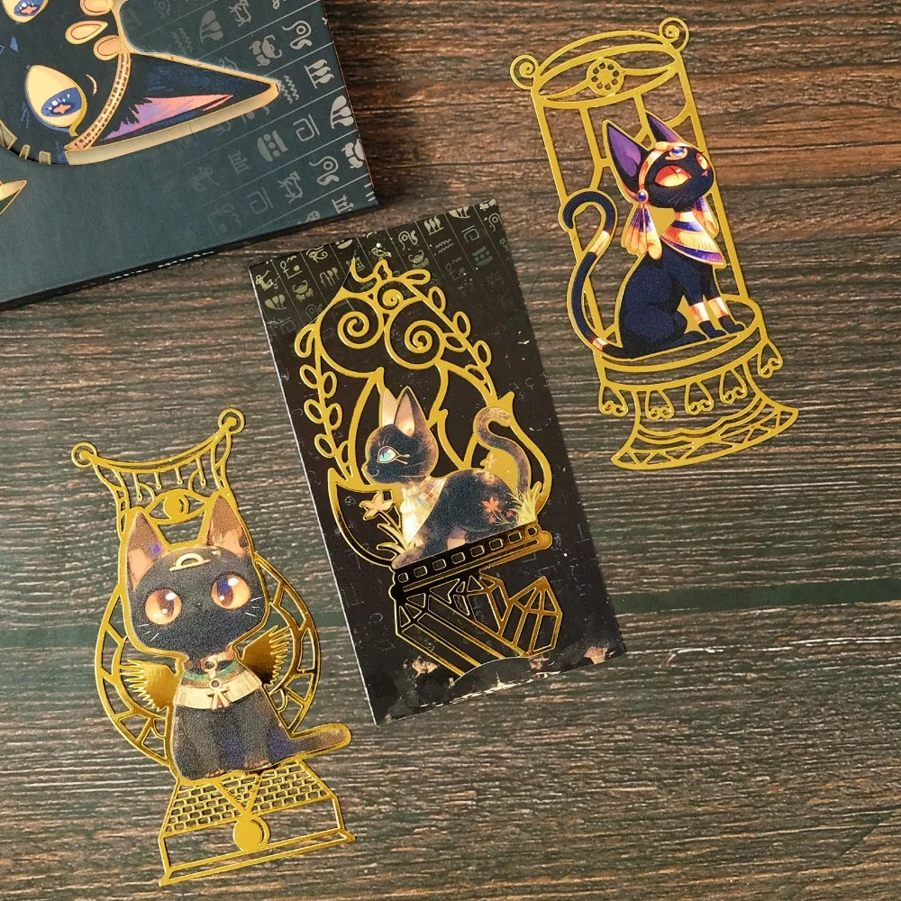 Cartoon Egyptian Black Cat Bookmarks Cute Animal Vintage Metal Hollow Bookmark Gift Reading Book Students Stationary Supplies