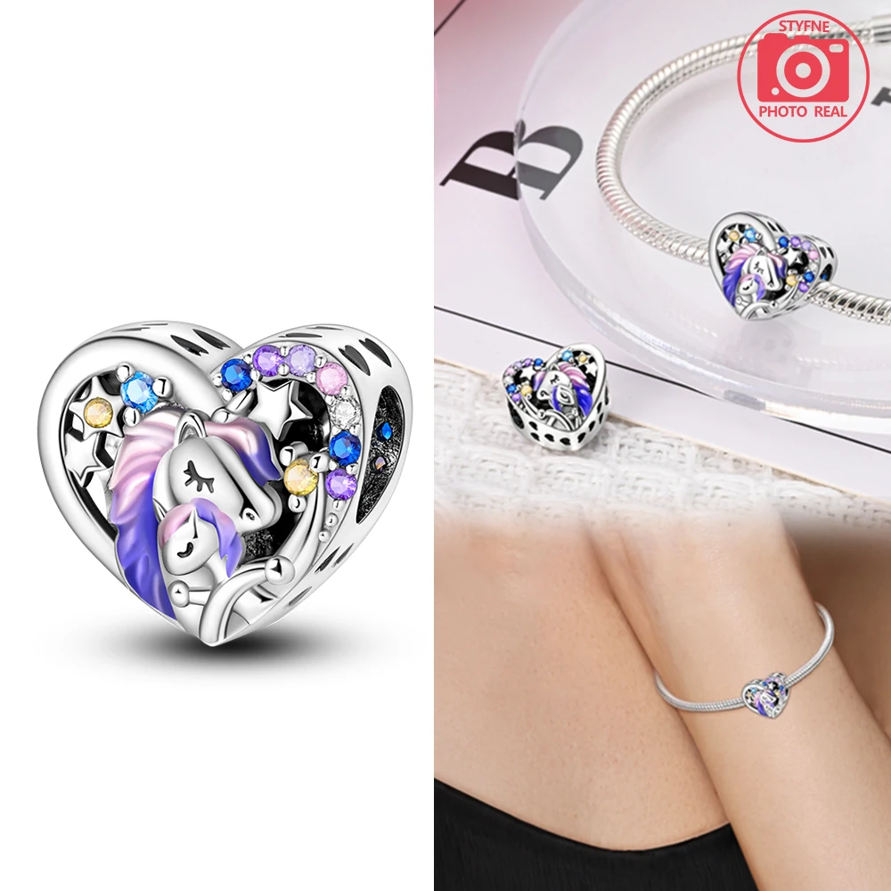 Unicorn Beads Charm Silver Plated Fit Charms Silver 925 Original Bracelet Jewelry Making