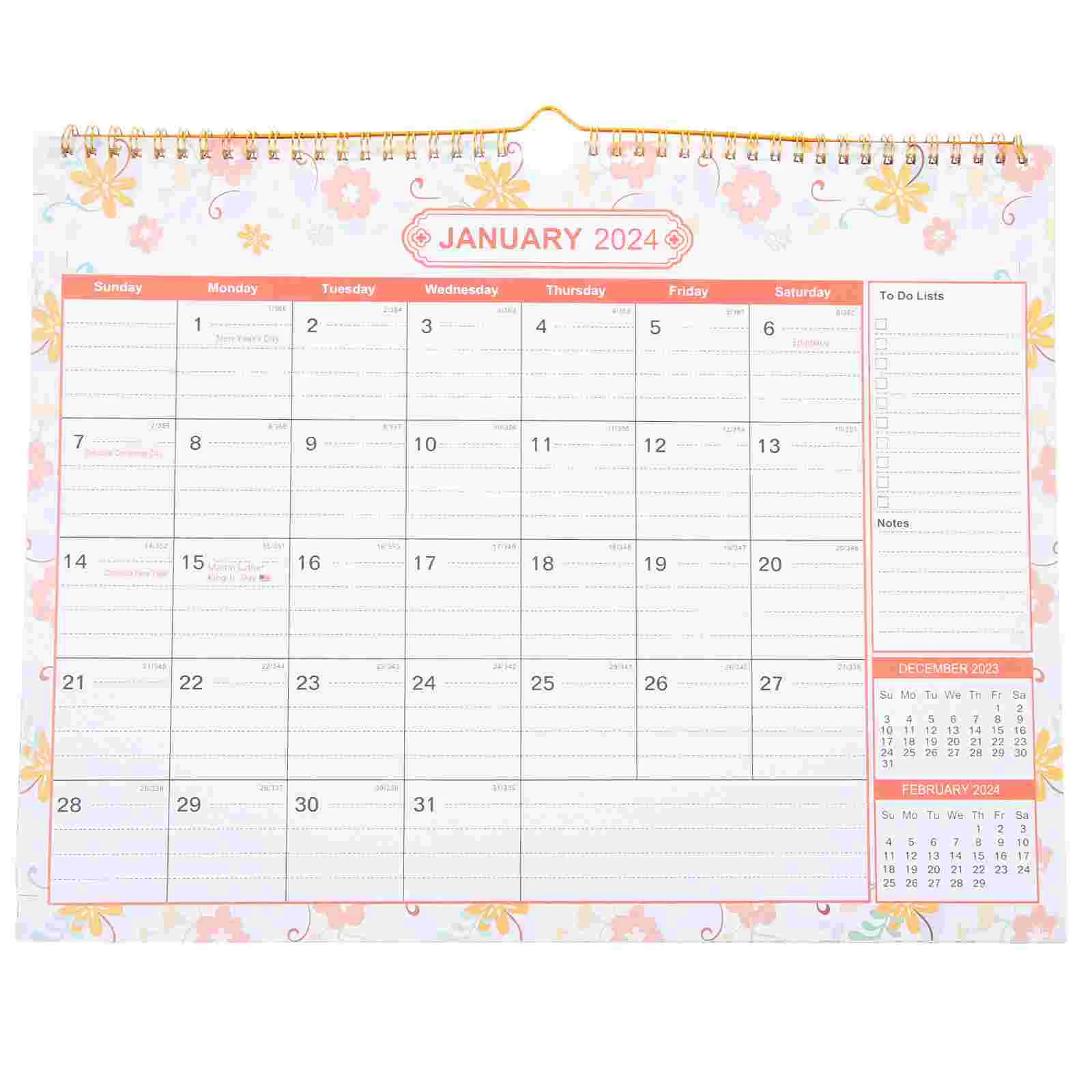 

Tearable Monthly Calendar 2024 Desk Desktop Ornaments Simple Office Planner Note Golden Frame Medium