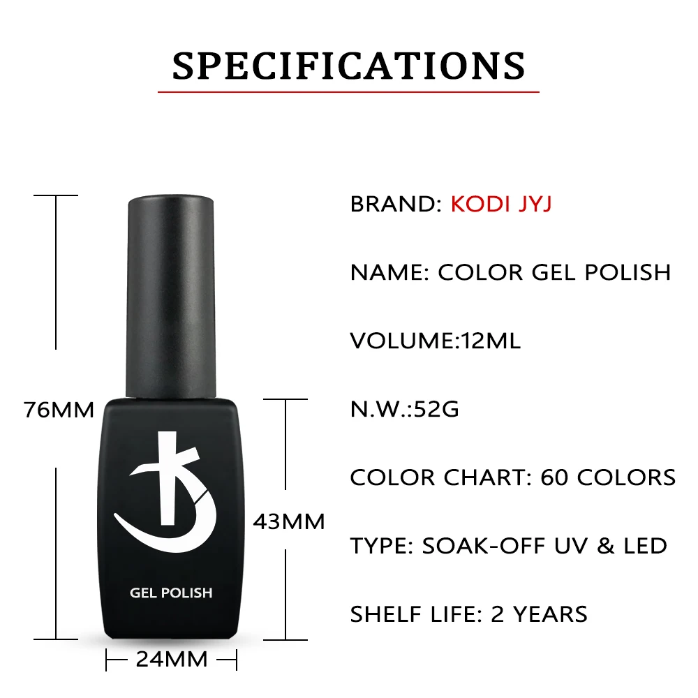KODI JYJ Classic Gel Varnishes for Nails 12ml Semipermanent uv led Gel Nail Polish Manicure 60Colors Hybrid Enamel Gellac Latest 2