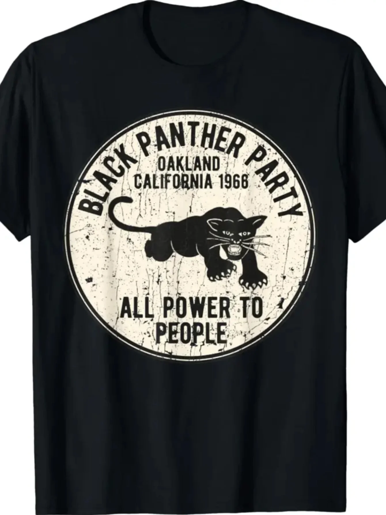 1966 Oakland California Black Panther Party Herren-T-Shirt, kurzärmelig, Rundhalsausschnitt, lässig, 100 % Baumwolle, lockere Oberteile, atmungsaktives T-Shirt – Detail 6