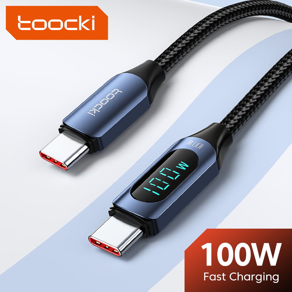 Toocki Type C to Type C Cable 100W PD Fast Charging Charger USB C to USB C Display Cable For Xiaomi Samsung Realme Macbook iPad