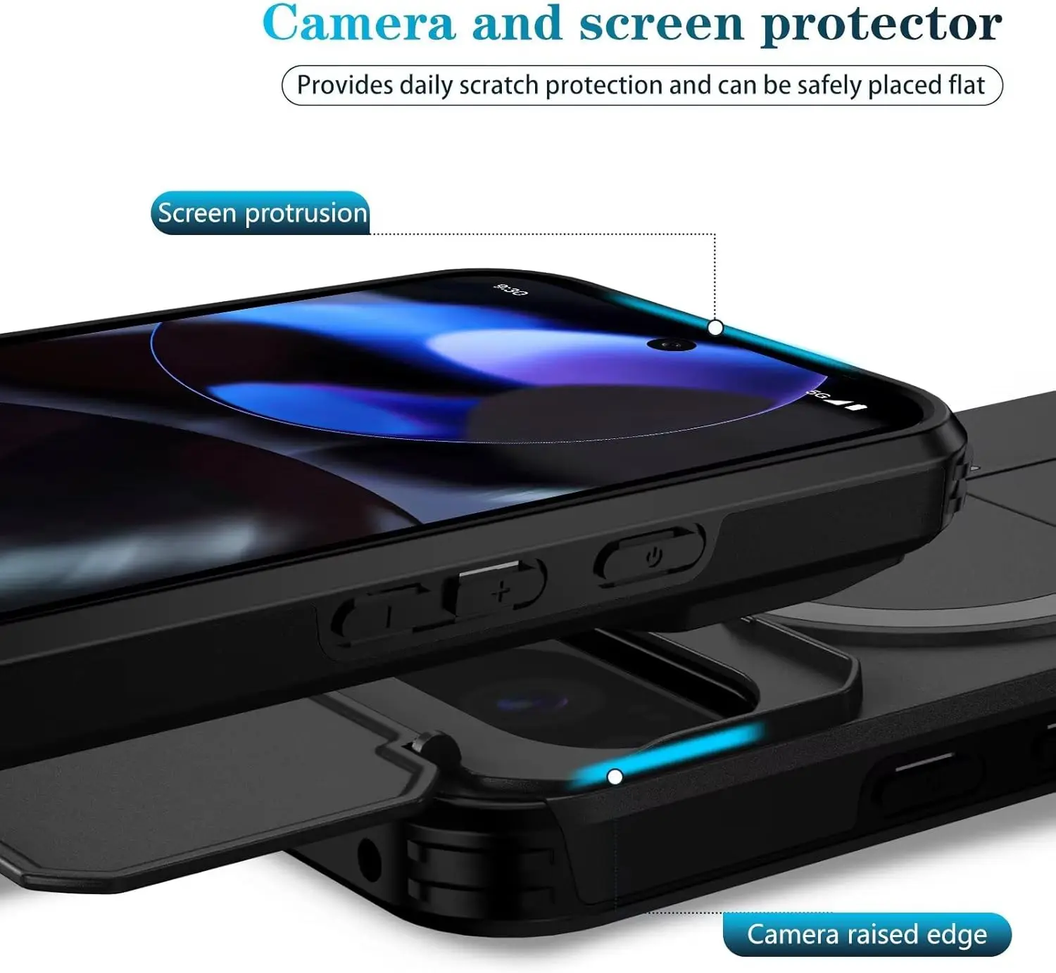 Sliding Camera Case with Kickstand and Magnetic Shockproof Bumper - Protective Heavy Cover