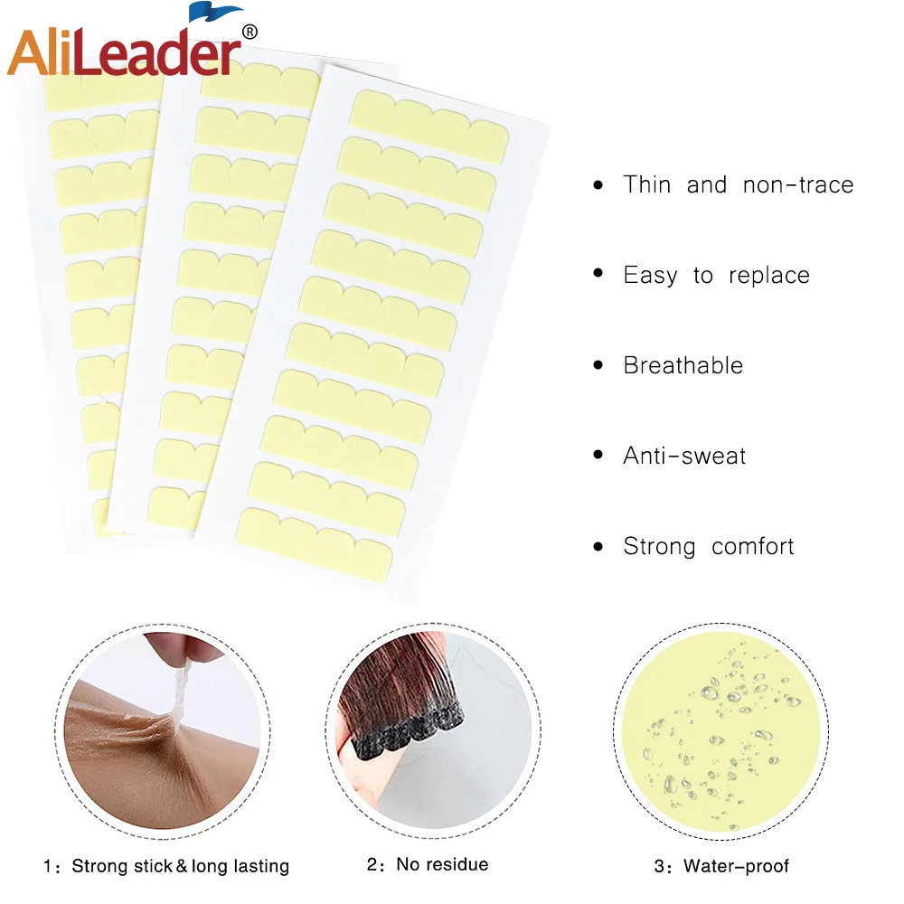 60 Tabs Waterproof Hair Extension Tape Tabs Ultra Hold Double Sided Replacement Tapes For Lace Wig Hair Extension Tool