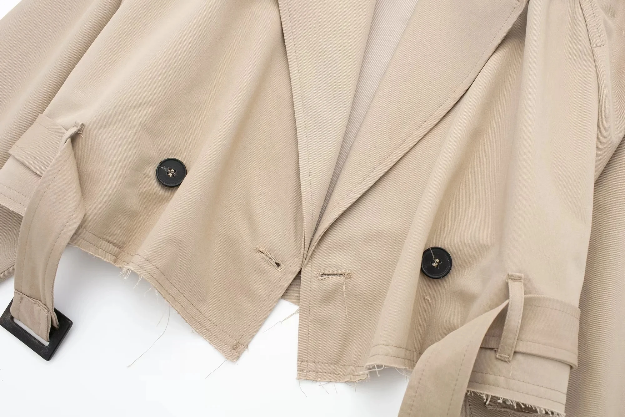 2023 herbst Mode Frauen Khaki Abgeschnitten Mantel Vintage Solide Langarm Mäntel Chic Tops Weibliche Casual Kleidung Streetwear – Detail 16