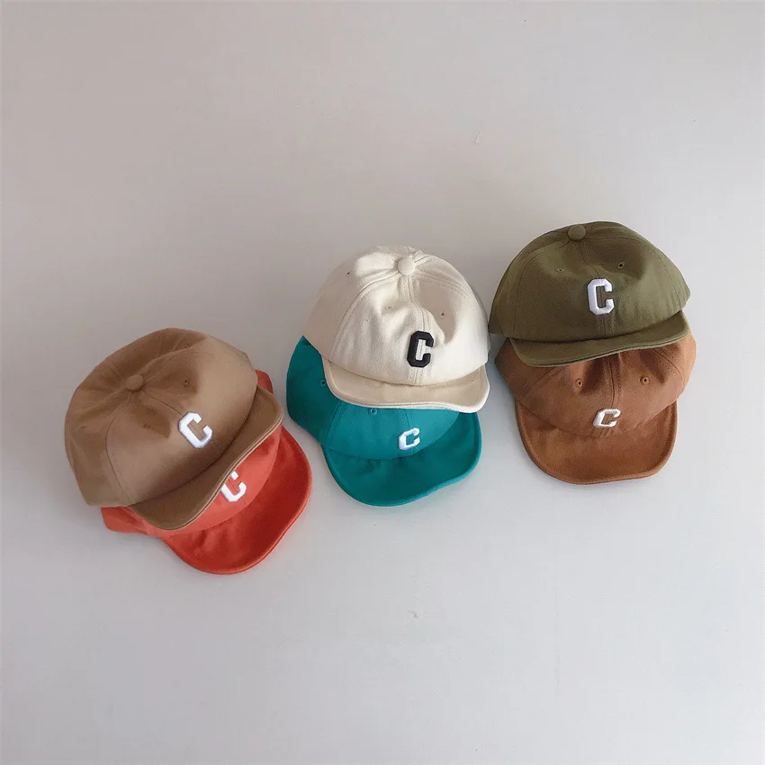 Baby Hat 5-24 Months Baby Four Seasons Cool and Handsome Versatile Soft Edge Letter Embroidered Duck Tongue Hat 4 Colors