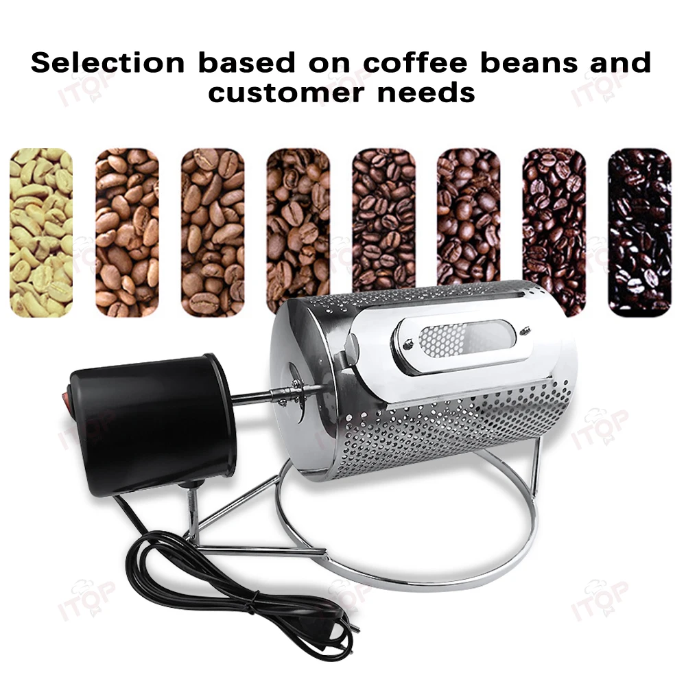 ITOP CR71 Coffee Bean Roaster 1min/30rpm Stainless Steel Rotating Baking Bucket Grain Roaster Coffee Roaster 110V/220V