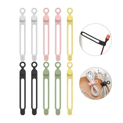 Silicone Reusable Cable Organizer and Cord Strap Set (Multicolor 10pcs)