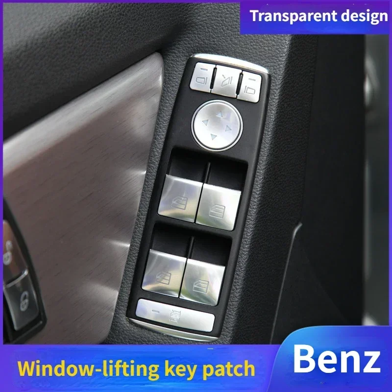 

Interior modified glass switch window up button sticker is specially designed for Mercedes-Benz old E-class GLK CLA GLA ML GLE.