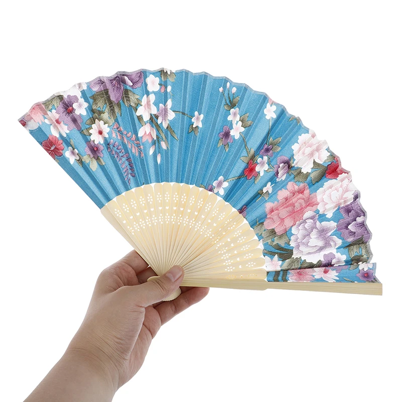 Description Picture 2 of item1PC Original Wooden Hand Flower Bamboo Pocket Fan Decoracion Fiestas Chinese Japanese Folding For Home Decor