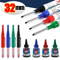 32mm Waterproof Deep Hole Marker Pens Long Nib Head Carpenter Pen Black/Blue/Red Ink for Multi-Purpose Woodworking Hand Tools 1
