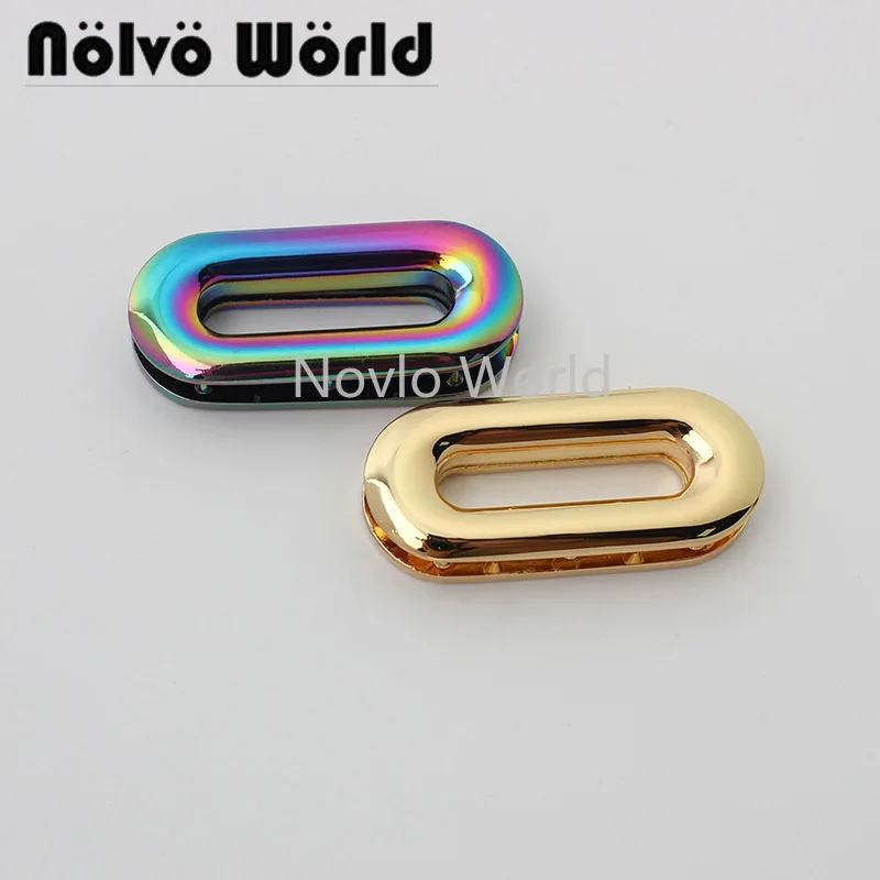 

10-50pcs 5 colors 1" oval shape rainbow color grommet eyelets for handbag with screws pures and bags accessories