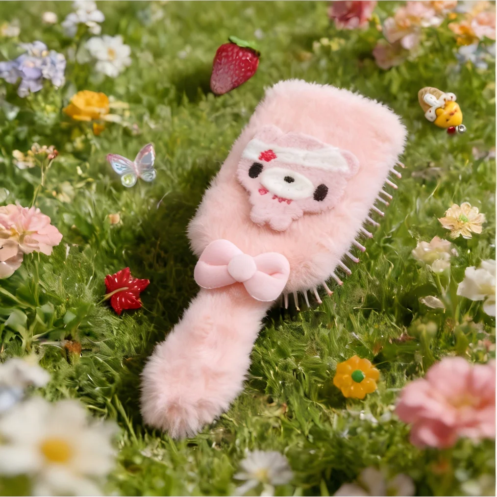 귀여운 곰돌이 에어쿠션 빗 두피 마사지 헤어 브러쉬 정전기 방지 부드러운 엉킴 방지 헤어 브러쉬 여성용 소녀용 가정용 살롱용