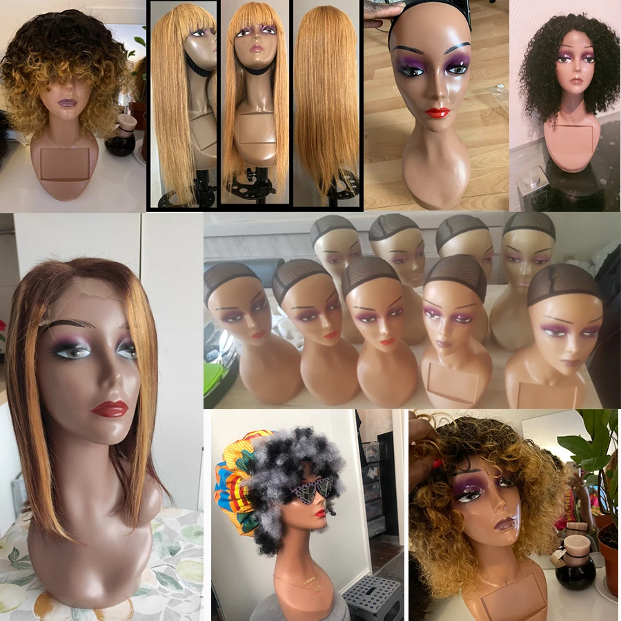 Realistic Female Mannequin Head with Shoulder Manikin Head Bust Wig Head for Display Wigs Necklace Earrings Hat dark Brown