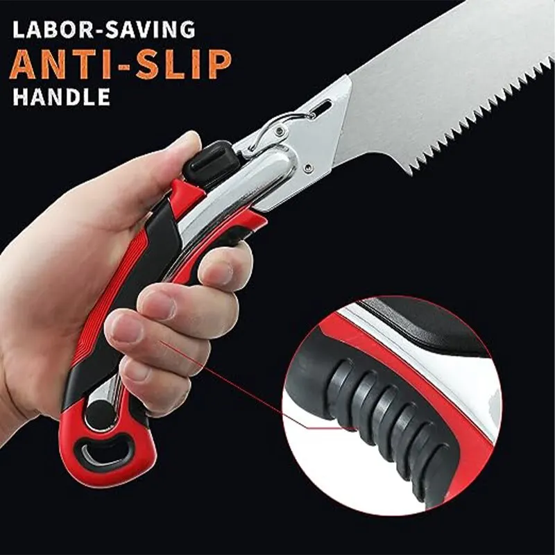 AIRAJ Pruning Saw with Scabbard Safety Sheath,52CM/20 Inch Gardening Pruning Saw,SK5 Steel Curved Blade,Safe & Secure Blade Lock 2