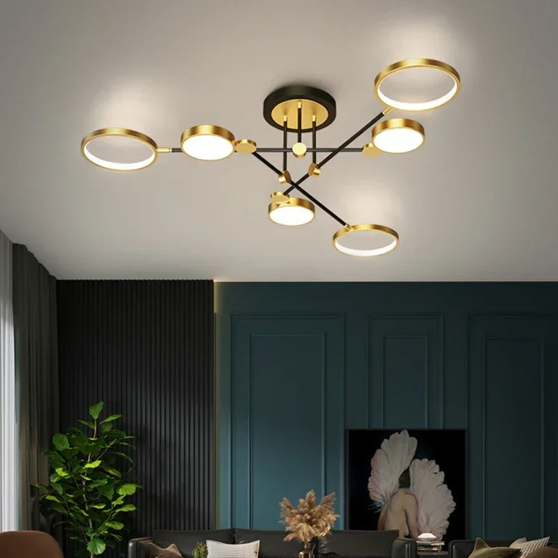 

Люстра потолочная алюминиевая в современном стиле, роскошные светильники в скандинавском стиле для гостиной, спальни, столовой, комнатное освещение