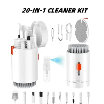 Kit di pulizia multifunzionale 20 in 1, penna per la pulizia della tastiera del computer, spazzola per iPad, telefono, auricolari, strumenti per la pulizia, estrattore di tasti