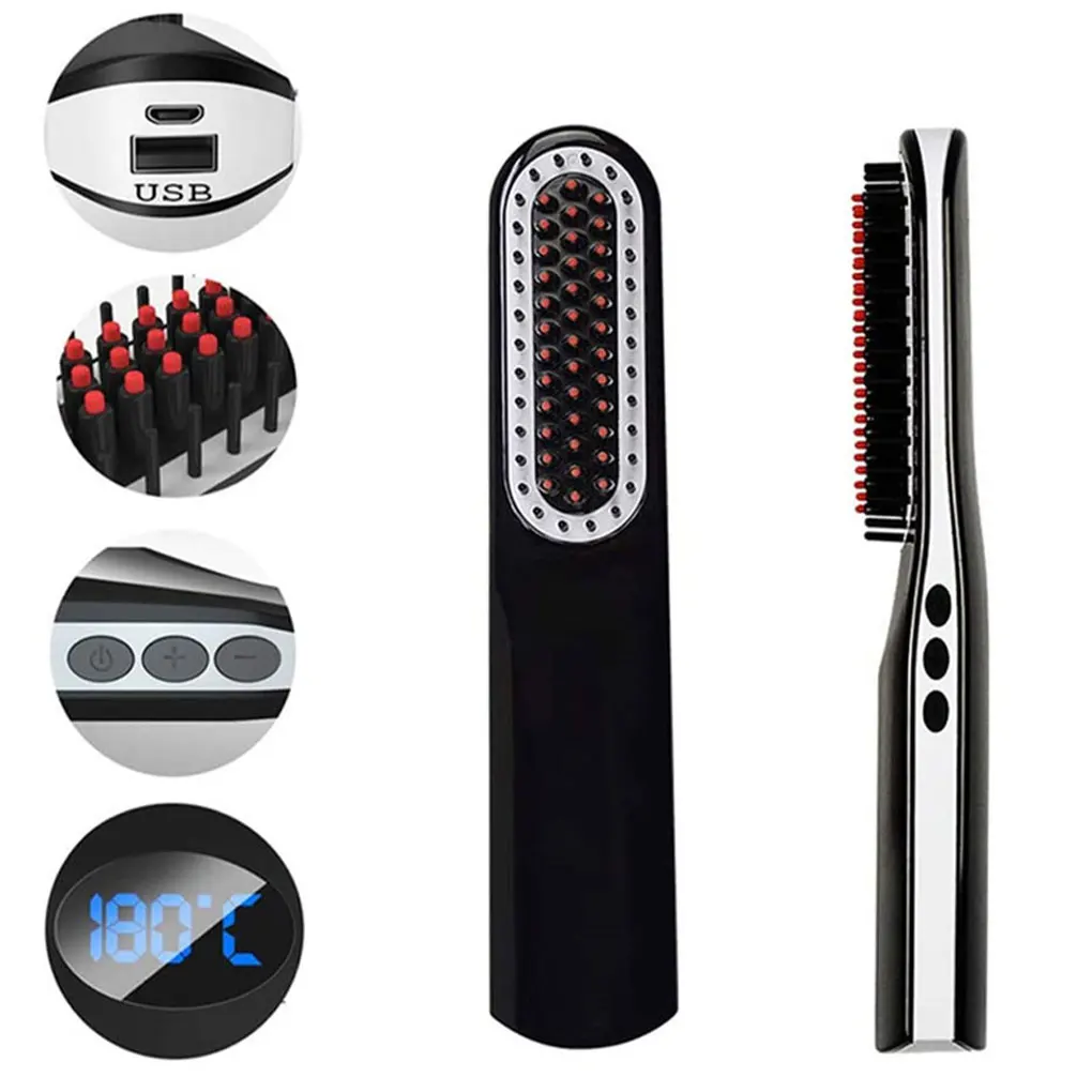 

Wireless Hair Straightener Brush Anti-scalding Wide Temperature Range Hot-resistant Charging