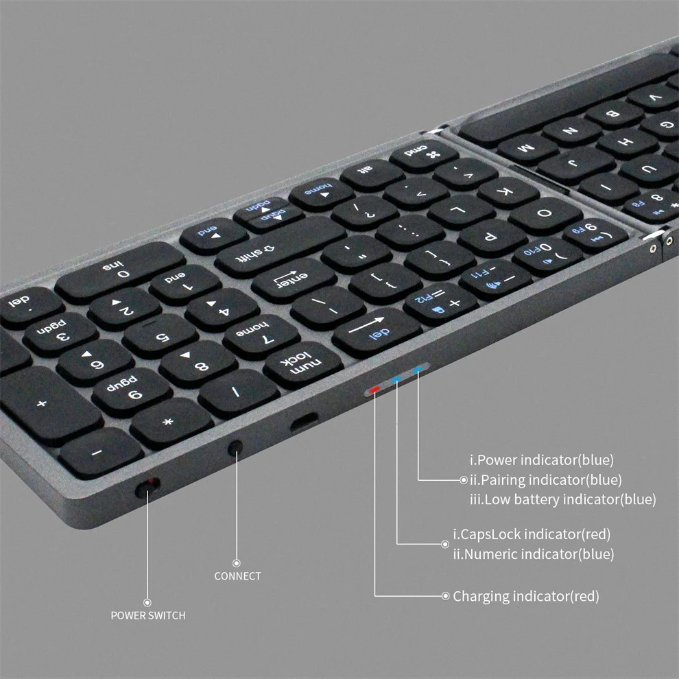 Missgoal-teclado sem Fio Dobrável Recarregável com Bluetooth Tamanho Grande para Telefone e Tablet - Imagem 2