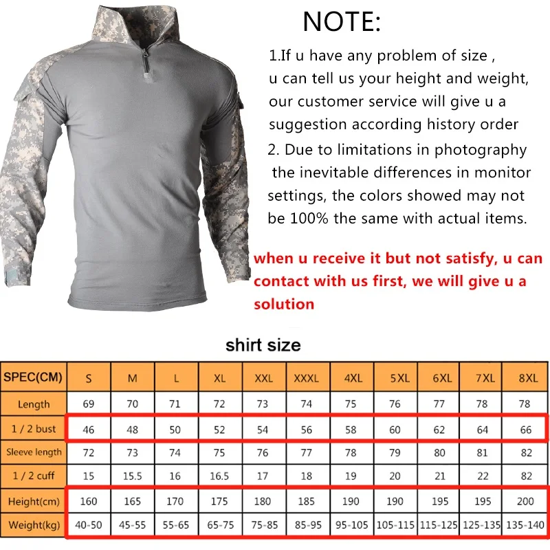 Men's Shirts Softair Combat Tactical Hunting Uniform Camouflage Airsoft Climb Camping Shirts Big Size mens t shirts