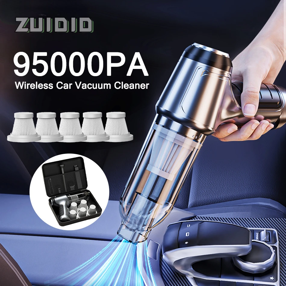 

95000Pa Car Vacuum Cleaner Wireless Portable Cleaning Machine Mini Home Auto Robot Handheld Strong Suction Cleaner Appliances